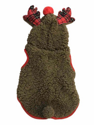 Brown Holiday Christmas Reindeer Dog Sherpa Vest Pet Costume Outfit