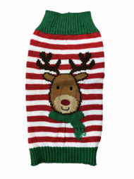 Red Striped Reindeer Christmas Holiday Dog Sweater Pet Costume