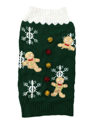 Green Ginger Bread Man Christmas Holiday Dog Sweater Pet Costume