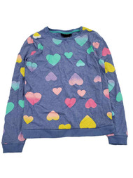 Girls Blue Hearts Faded Heart Purple Pink Green Tee Shirt Top T-Shirt