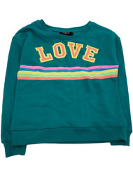 Girls Love Rainbow Teal Green Soft Cozy Sweatshirt Winter Sweat Shirt