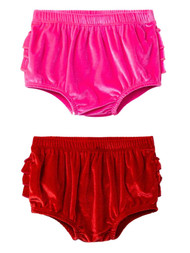 Infant Baby Girls Hot Pink and Red Ruffled Bloomer Shorts 2 Pc Set