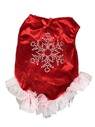 Red Holiday Christmas Dress Rhinestone Snowflake Dog Pet Costume Outfit