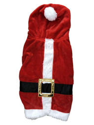 Red Holiday Christmas Santa Claus Hoodie Hat Belt Dog Pet Costume Outfit