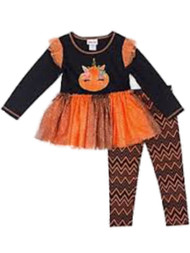 Infant Baby Girls Orange Black Unicorn Pumpkin Sparkle Glitter Tutu 2 Pc Set