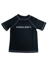 Minecraft Little Boys Black Short Sleeve Rash Guard Swim Shirt 4