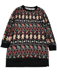 Junior Women Gingerbread Men HoHoHo Santa Tree Snow Christmas Holiday Sweater XS