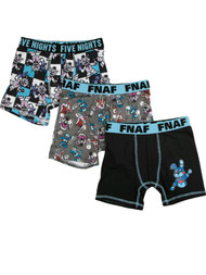 Boys Five Nights At Freddy's Foil Print 3pc Boxer Shorts Set Underwear Briefs