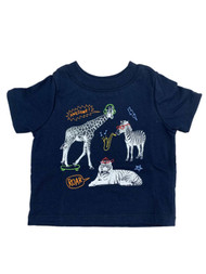 Infant & Baby Boys Blue Zoo Animals T-Shirt Giraffe Zebra & Tiger Shirt