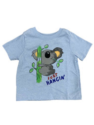 Infant & Baby Boys Blue T-Shirt Just Hangin' Koala Bear Short Sleeve Shirt