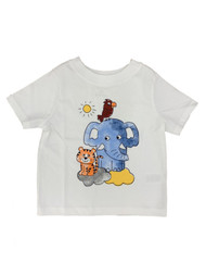 Infant Boys White T-Shirt Blue Elephant Orange Tiger Red Bird Shirt