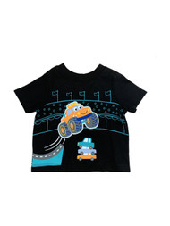 Infant Boys Demolition Derby Jumping Orange Truck Black T-Shirt Shirt
