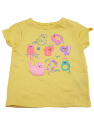 Infant Baby Girl Yellow Cat Kitty Kitten Bird Flowers Meow Tee T Shirt