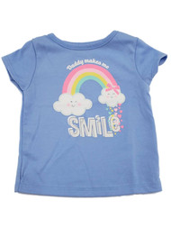 Infant Baby Girl Blue Daddy Makes Me Smile Rainbow Cloud Hearts Tee T Shirt