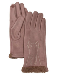 Womens Pink Kitty Cat Stretch Fit Texting & Tech Touchscreen Gloves