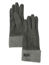 Womens Soft Gray Buckle Stretch Fit Texting & Tech Touchscreen Gloves