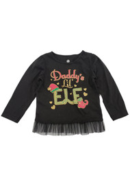 Infant and Toddler Girls Daddy's Lil Elf Christmas Glitter Baby Tee T Shirt