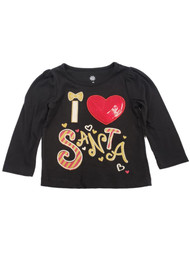 Infant Toddler Girls I Heart Santa Sequin Christmas Glitter Baby Tee TShirt