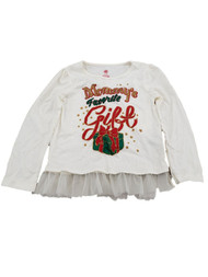 Toddler Girls Mommy's Favorite Gift Christmas Glitter Stars Baby Tee T Shirt