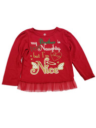 Infant Toddler Girls My Brother Is Naughty Christmas Glitter Baby Tee TShirt