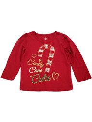 Infant Toddler Girl Candy Cane Cutie Christmas Glitter Heart Baby Tee TShirt