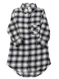 Womens Navy & Gray Plaid Seattle Seahawks Sleepshirt Nightgown NFL Apparel