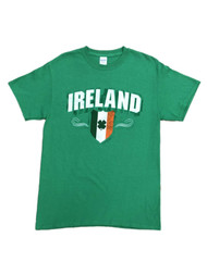 Mens Green Ireland Shield Flag Shamrock Saint Patrick's Day T-Shirt