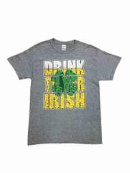 Mens Gray Drink Til Yer Irish Beer Shamrock Saint Patrick's Day T-Shirt