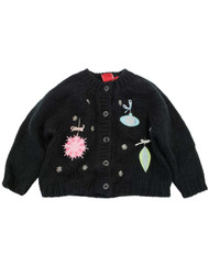 Infant & Toddler Girls Black Christmas Holiday Button Front Cardigan Sweater