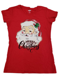 Womens Red Santa Claus Merry Christmas Xmas Saint Nick Holiday Tee T-Shirt
