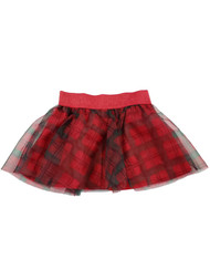 Infant & Toddler Girls Red Green Plaid Tutu Tulle Glitter Sparkle Baby Skirt