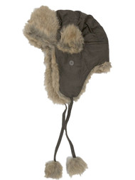 Womens Reversible Brown & Faux Fur Aviator Style Trapper Hat