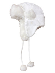 Womens Ivory Corduroy & Faux Fur Aviator Style Trapper Hat