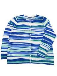 Womens Plus Blue Green White Button Front Soft Cotton Cardigan Sweater