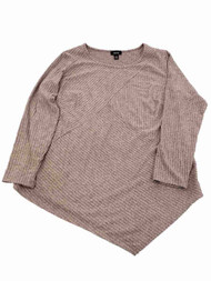 Womens Plus Winter Rose Ribbed Asymmetrical Triangle Hem Sweater