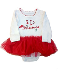 Infant Girls White Sequin Penguin Tutu Bodysuit Christmas Creeper