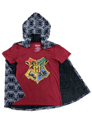 Harry Potter Junior Womens Black Cape Beaded Crest T-Shirt Costume Tee Top