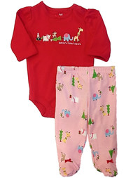 Carters Infant Girls Red Santa's Little Helper 2 Piece Set Christmas Outfit