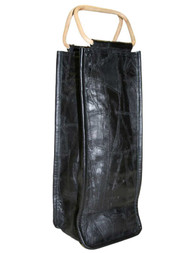 Park B. Smith Black Leather Single Bottle Wine Bag