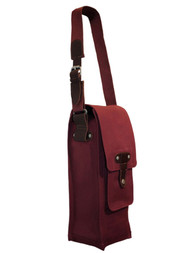 Park B. Smith Cinnamon Canvas & Leather Single Cargo Wine Bottle Bag Cinnabar
