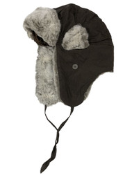 Womens Brown & Gray Faux Fur Aviator Style Trapper Hat
