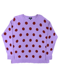 Womens Pink Lavender & Red Polka Dot Lightweight Sweater Shirt Top