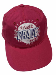 Womens Pink Beautiful & Brave Curve Brim Baseball Cap Breast Cancer Hat