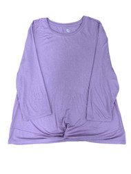 Womens Lavender Front Knot 3/4 Sleeve Lightweight Shirt Top