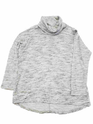 Womens Gray Stripe Cowl Neck Long Sleeve Tunic Shirt Top Sweater