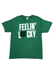 Mens Green Feelin' Lucky Shamrock Irish Saint Patrick's Day T-Shirt Large