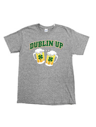 Mens Gray Dublin Up Shamrock Two Beers Irish Saint Patrick's Day T-Shirt
