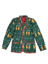 Mens Green Gingerbread Man Bite Me Christmas Suit Sportscoat Blazer