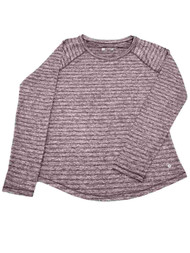 Womens Burgundy Stripe Print Quick-Dri Exercise Long Sleeve Tee T-Shirt Top
