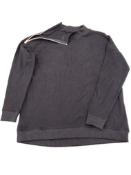 Womens Black Zipper Neck Sparkle Hem Sweatshirt Shirt Top Sweater